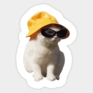 funny cat with hat and eyeglass Sticker